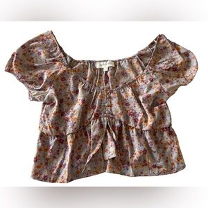 Pink Rose Lavender and Floral Short Sleeve Top‎ size Medium